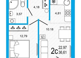 2-ком. квартира на продажу, 36.6 м2, Республика Башкортостан