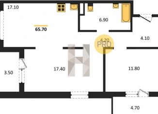 Продам двухкомнатную квартиру, 65.7 м2, Новосибирск, метро Берёзовая роща, улица Николая Островского, 195/6