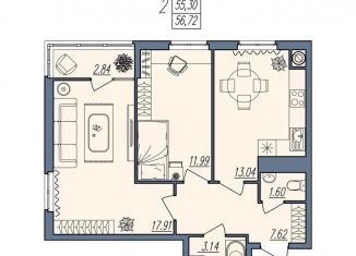 Продам 2-ком. квартиру, 56.7 м2, Волгоград