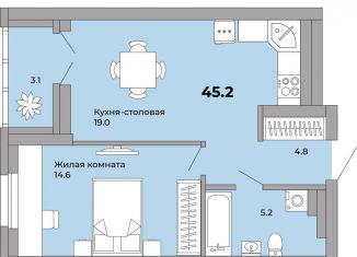 1-ком. квартира на продажу, 45.2 м2, Екатеринбург, метро Уралмаш, Донбасская улица, 21