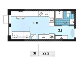 Продам квартиру студию, 22.2 м2, Москва, ЗАО, Производственная улица, 17Ас3