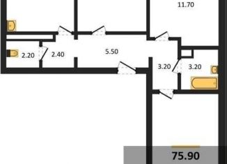 3-ком. квартира на продажу, 75.9 м2, Воронеж, улица Шидловского, 28