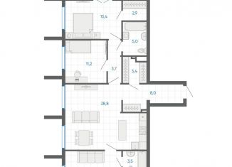 Продаю трехкомнатную квартиру, 98.3 м2, Екатеринбург, улица Академика Парина, 12/6