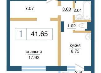 1-комнатная квартира на продажу, 41.7 м2, Красноярск, Советский район