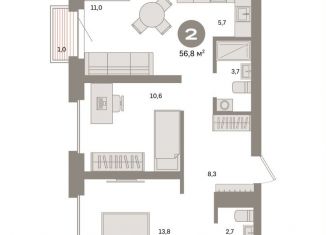 Продается 2-ком. квартира, 56.8 м2, Москва, Бульвар Рокоссовского, Тагильская улица, 6/5