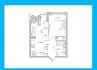 Продается 1-ком. квартира, 34.3 м2, посёлок Парголово