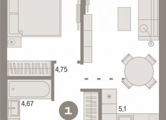 Продажа однокомнатной квартиры, 38.9 м2, Тюмень, Харьковская улица, 72А