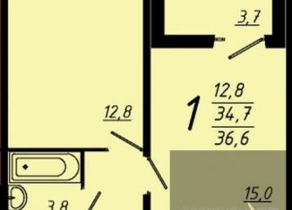 Продам 1-комнатную квартиру, 36.6 м2, Воронеж, Коминтерновский район