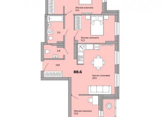 Продаю 3-комнатную квартиру, 88.6 м2, Екатеринбург, метро Машиностроителей, Донбасская улица, 21