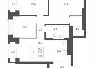 4-комнатная квартира на продажу, 93.9 м2, Новосибирск, метро Гагаринская, Красный проспект, 236