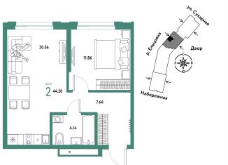 Продается 2-ком. квартира, 44.2 м2, Новосибирск, Заельцовский район