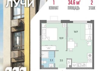 Продается 1-ком. квартира, 34.6 м2, Москва, ЗАО