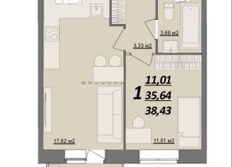 Продаю 1-ком. квартиру, 38.4 м2, Ульяновск, Железнодорожный район