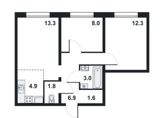 Продаю трехкомнатную квартиру, 51.8 м2, Киров, Прибрежный бульвар, 6