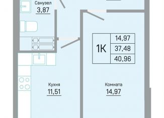 Продам 1-ком. квартиру, 41 м2, Пермь