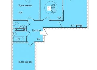 Продается трехкомнатная квартира, 74.3 м2, Краснодар, Карасунский округ