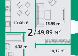 Продаю двухкомнатную квартиру, 49.9 м2, посёлок городского типа Берёзовка