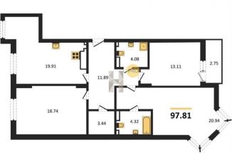 Продам 3-ком. квартиру, 97.8 м2, Калининградская область, улица Старшины Дадаева, 55