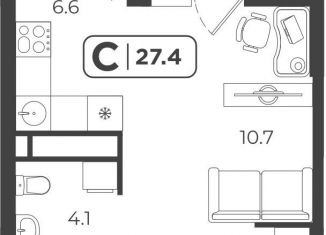 Продается квартира студия, 28.2 м2, Тюмень, Центральный округ, Харьковская улица