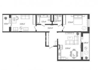 Продается 2-ком. квартира, 96.3 м2, Тюмень