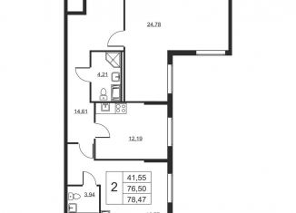 2-комнатная квартира на продажу, 78.5 м2, Ленинградская область