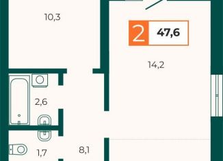 2-комнатная квартира на продажу, 47.6 м2, Екатеринбург, метро Геологическая, улица Репина, 131/1