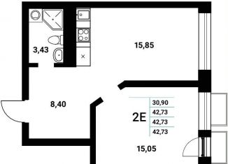 Продажа 2-комнатной квартиры, 42.7 м2, Воронеж, Железнодорожный район, набережная Чуева, 7