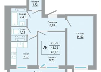 Продам двухкомнатную квартиру, 46.8 м2, Пермь