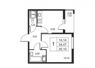 Продается 1-ком. квартира, 35.1 м2, Ленинградская область