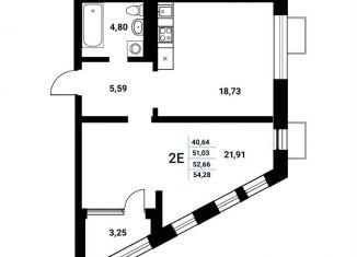 Продам 2-ком. квартиру, 52.7 м2, Воронеж, набережная Чуева, 7