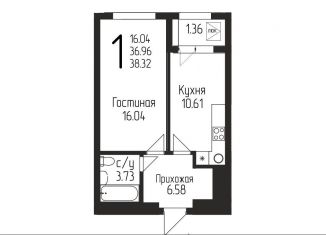 Продается 1-комнатная квартира, 38.3 м2, Уфа, Бородинская улица, 19