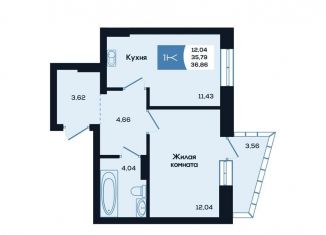 Продается 1-ком. квартира, 36.9 м2, Новосибирск, улица Титова, 48, Ленинский район