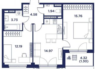 Продажа 2-комнатной квартиры, 53.2 м2, Санкт-Петербург