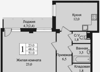 Продается 1-ком. квартира, 53.2 м2, Ленинградская область