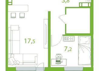 Продажа 2-комнатной квартиры, 38.3 м2, Томск, улица Пришвина, 54, Октябрьский район