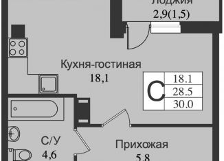 Продается квартира студия, 31.6 м2, Ленинградская область