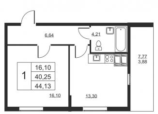 1-комнатная квартира на продажу, 44.1 м2, Ленинградская область