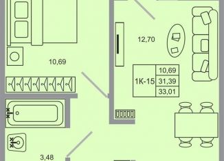 Продаю 1-ком. квартиру, 33 м2, Ленинградская область