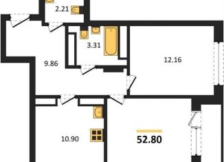 2-ком. квартира на продажу, 52.8 м2, Новосибирск, Фабричная улица, 65/4, метро Красный проспект