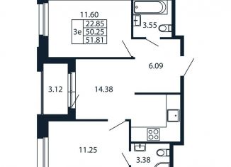 Продаю 3-ком. квартиру, 53.4 м2, Ленинградская область