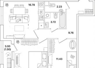 Продажа двухкомнатной квартиры, 59 м2, Санкт-Петербург, метро Гражданский проспект