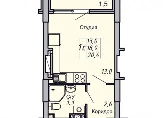 Продаю 1-ком. квартиру, 20.4 м2, Волгоград