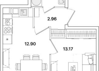 Продается 1-комнатная квартира, 34.2 м2, Санкт-Петербург, муниципальный округ Полюстрово