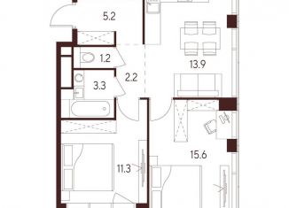 Продается 2-ком. квартира, 52.7 м2, Москва, метро Октябрьское поле