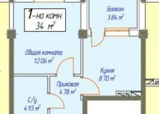 1-ком. квартира на продажу, 34 м2, посёлок городского типа Семендер, Миатлинская улица, 3