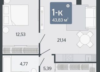 1-ком. квартира на продажу, 43.8 м2, Свердловская область