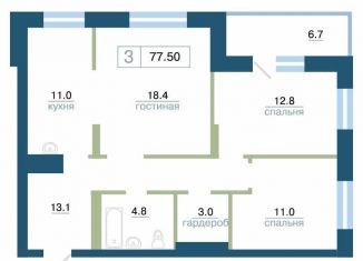 Продаю трехкомнатную квартиру, 77.5 м2, Красноярский край, улица Профсоюзов, 2