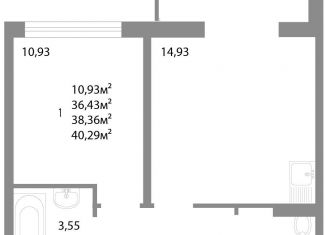 Продам 1-ком. квартиру, 38.4 м2, Челябинск, улица Университетская Набережная, 113А