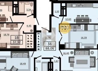 Продаю трехкомнатную квартиру, 88.1 м2, Ростов-на-Дону