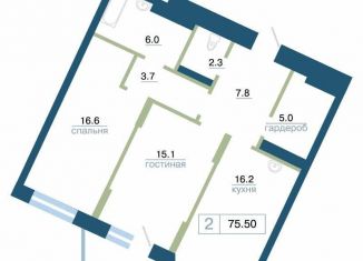 Продается двухкомнатная квартира, 75.5 м2, Красноярский край, улица Профсоюзов, 1